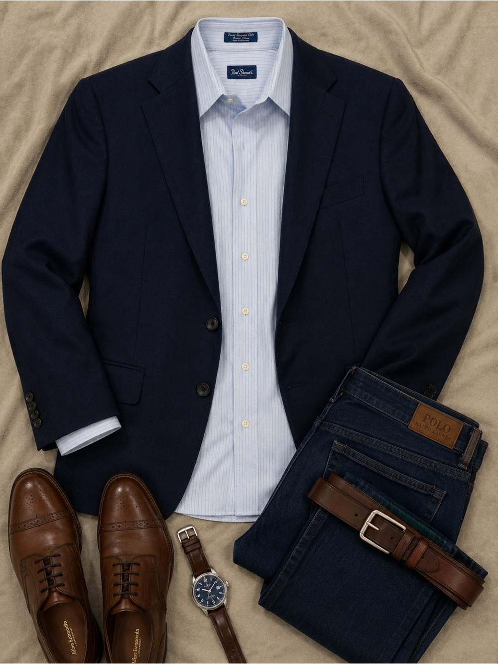 Paul Fredrick Blue Dress Shirt with Blue Pinstripes
